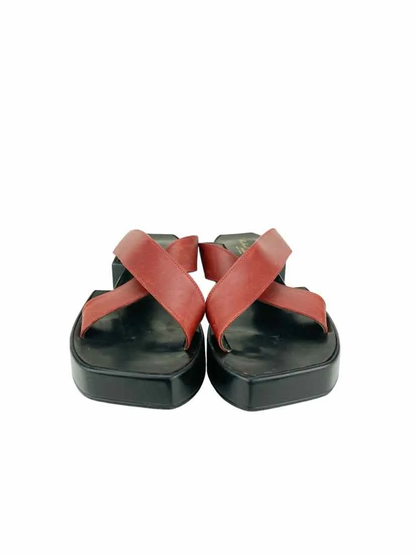 Robert Clergerie Women's Criss Cross Slide Sandal Red Size 7.5 (runs 1 sz small)